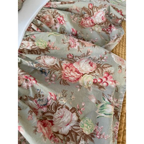 Ralph Lauren Charlotte Green Floral Print Twin Set Sheets Sham & Dust Ruffle - Picture 8 of 9